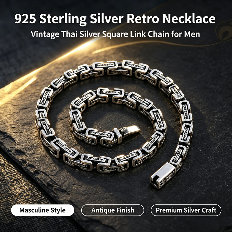 925 Sterling Silver Chain Necklace Men - OUYADI 925 Sterling Silver Retro Thai