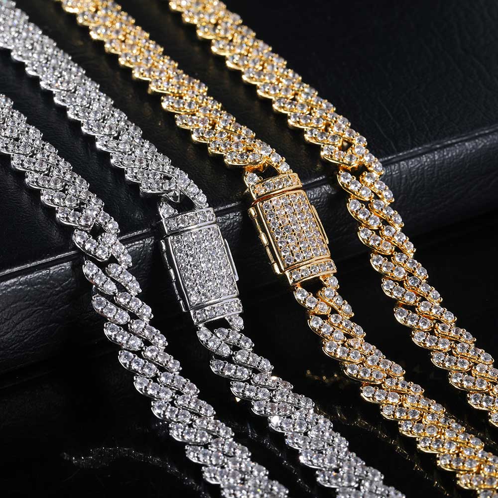 Cuban Link Chain 12Mm - 8MM1Row Zircon Women's Necklace Iced Out