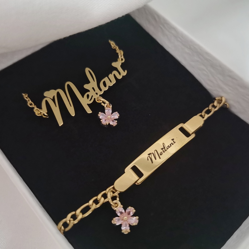 Custom Name Necklace Stainless Steel - LeeChee Flower Zircon Small Pendant Custom
