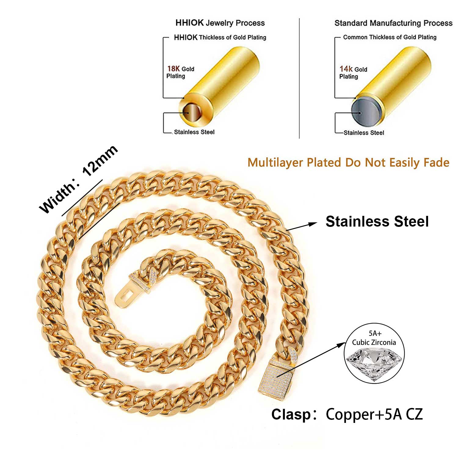 12mm Miami Mens Cuban Link Cha - Cuban Link Chain 12Mm recension och pris