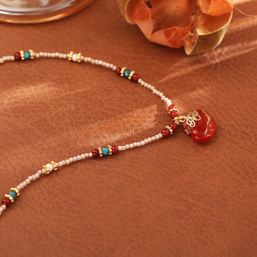 New Chinese Style Natural Red  - Pearl Choker Necklace Vintage recension och pris