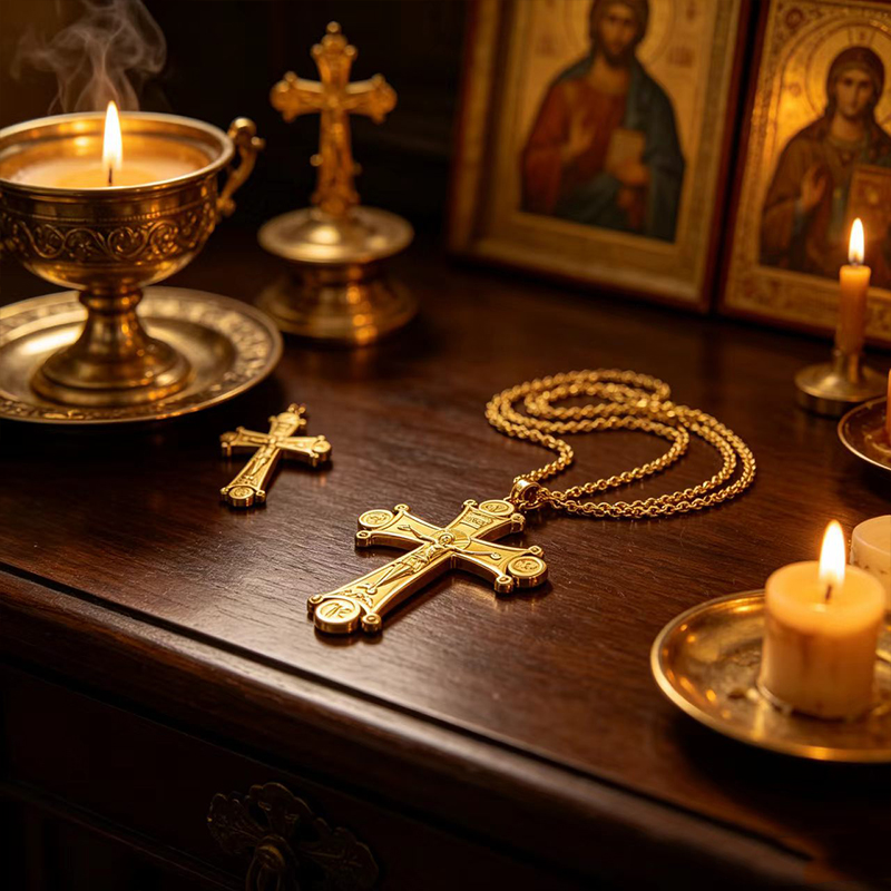 Premium Orthodox Crucifix Neck - Cross Pendant Necklace Gold recension och pris