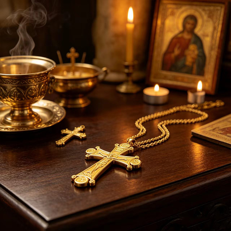 Premium Orthodox Crucifix Neck - Cross Pendant Necklace Gold recension och pris