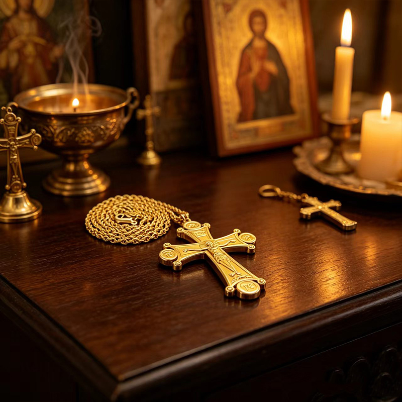 Premium Orthodox Crucifix Neck - Cross Pendant Necklace Gold recension och pris