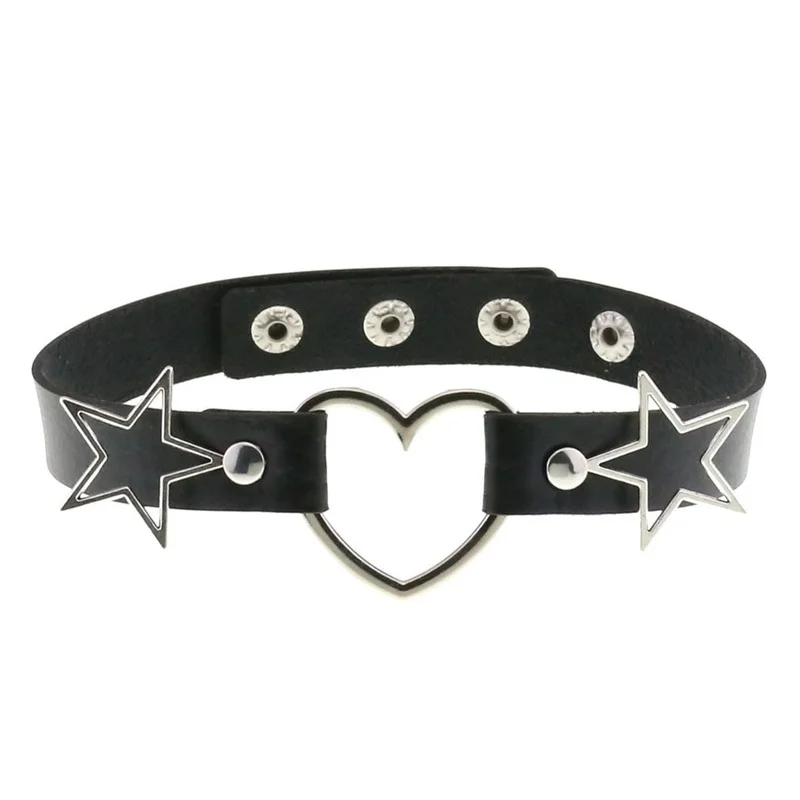 Decopunk Punk PU Leather Heart - Goth Punk Spike Choker recension och pris