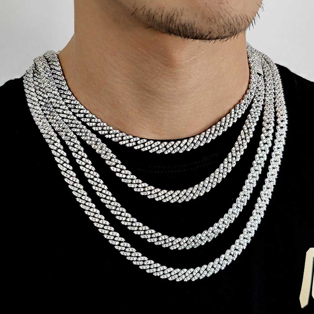 8MM1Row Zircon Women's Necklac - Cuban Link Chain 12Mm recension och pris
