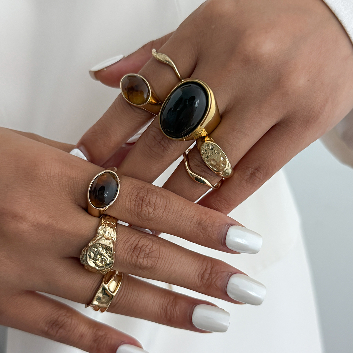 8Pcs/Set Vintage Amber Rhinest - Vintage Punk Knuckle Rings Set recension och pris