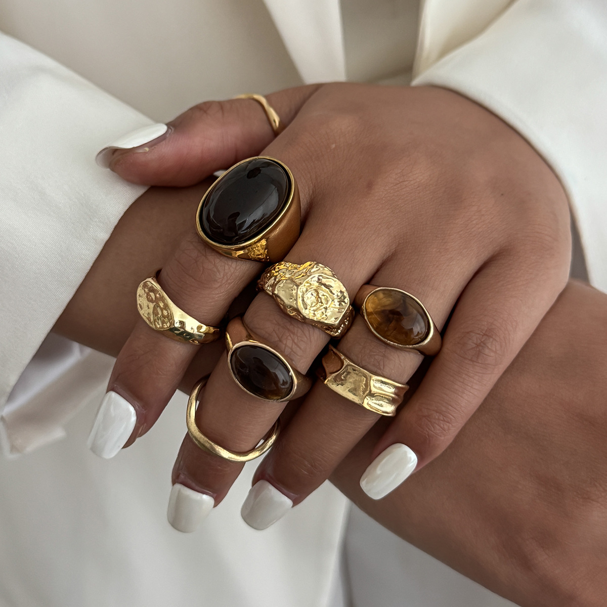 8Pcs/Set Vintage Amber Rhinest - Vintage Punk Knuckle Rings Set recension och pris