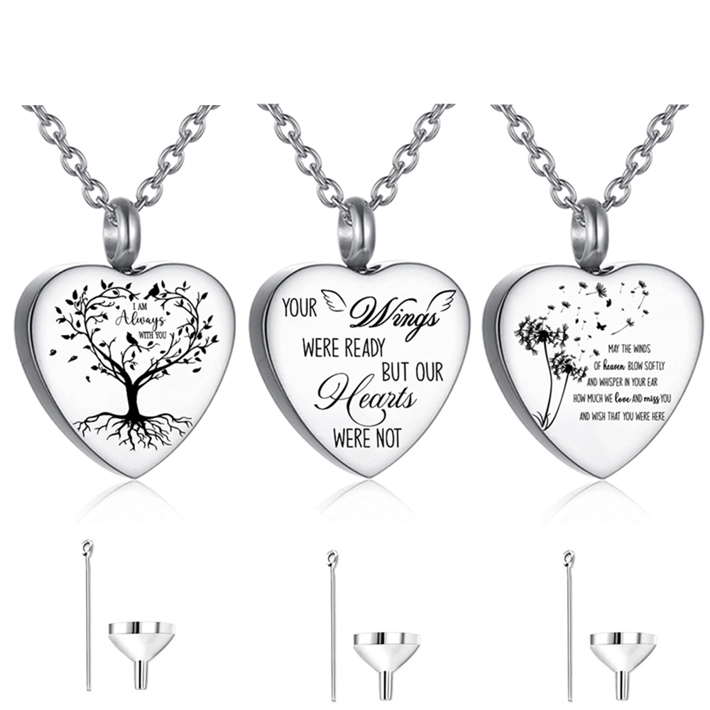 3 Styles Stainless Steel Urn N - Heart Locket Necklace Photo recension och pris