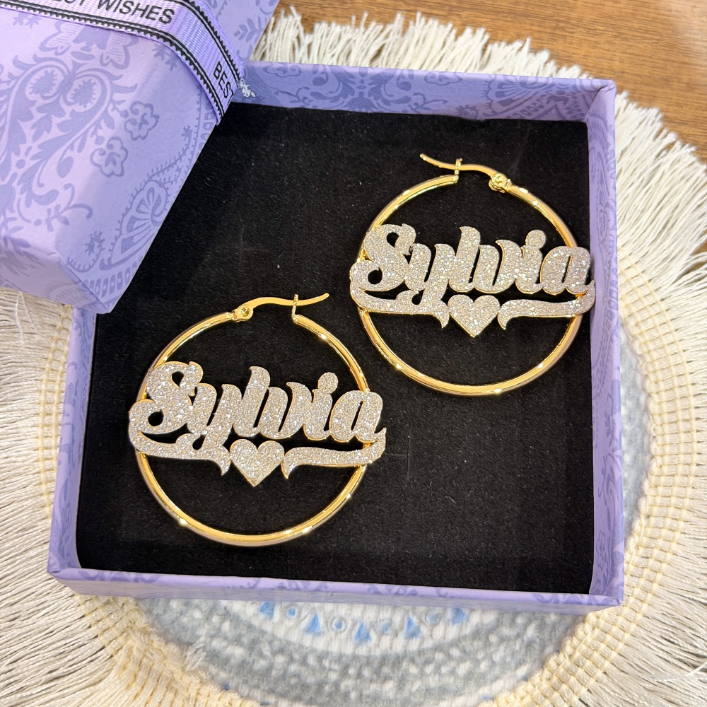 DUOYING Custom Bling Name Hoop - Custom Name Necklace Stainless Steel recension och pris