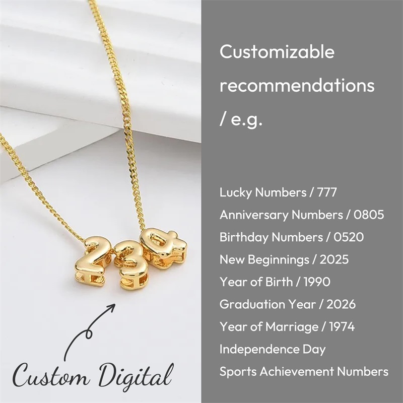 Personalized 3D Bubble Letter  - Initial Letter Necklace 18K Gold recension och pris