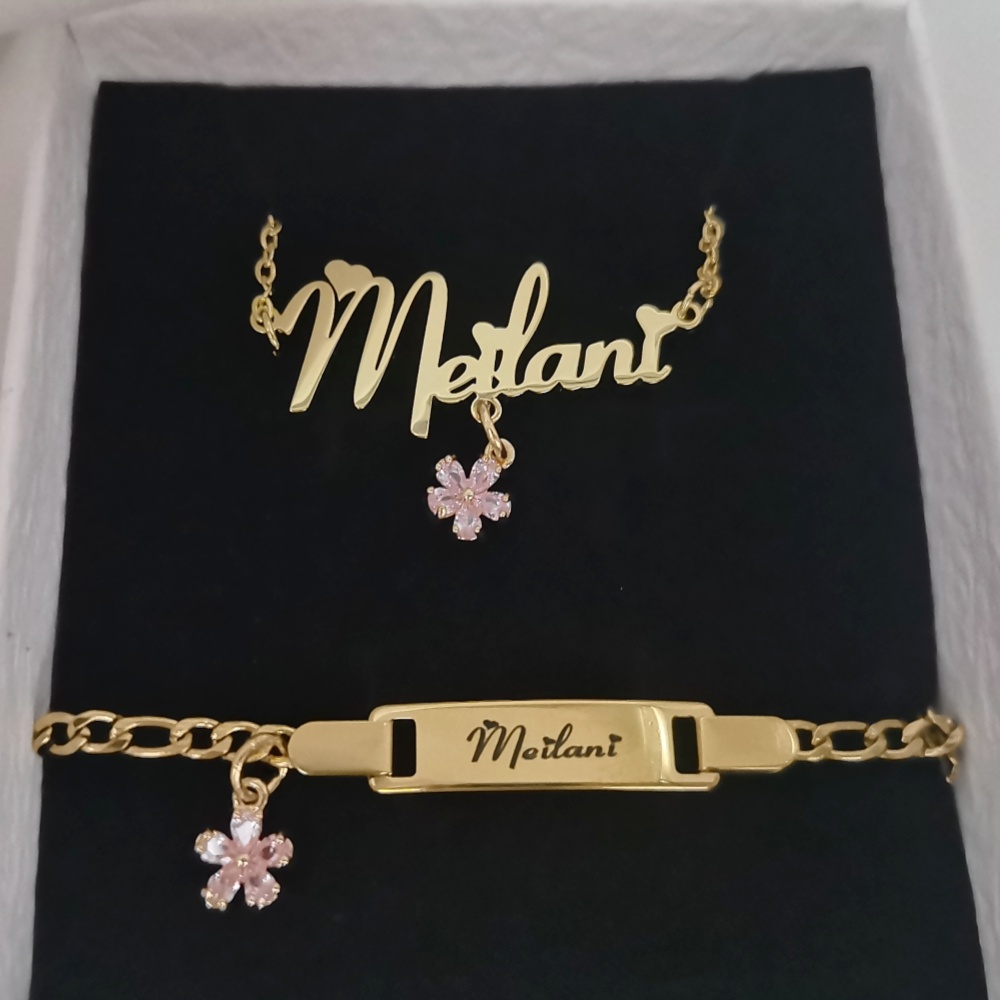 LeeChee Flower Zircon Small Pe - Custom Name Necklace Stainless Steel recension och pris