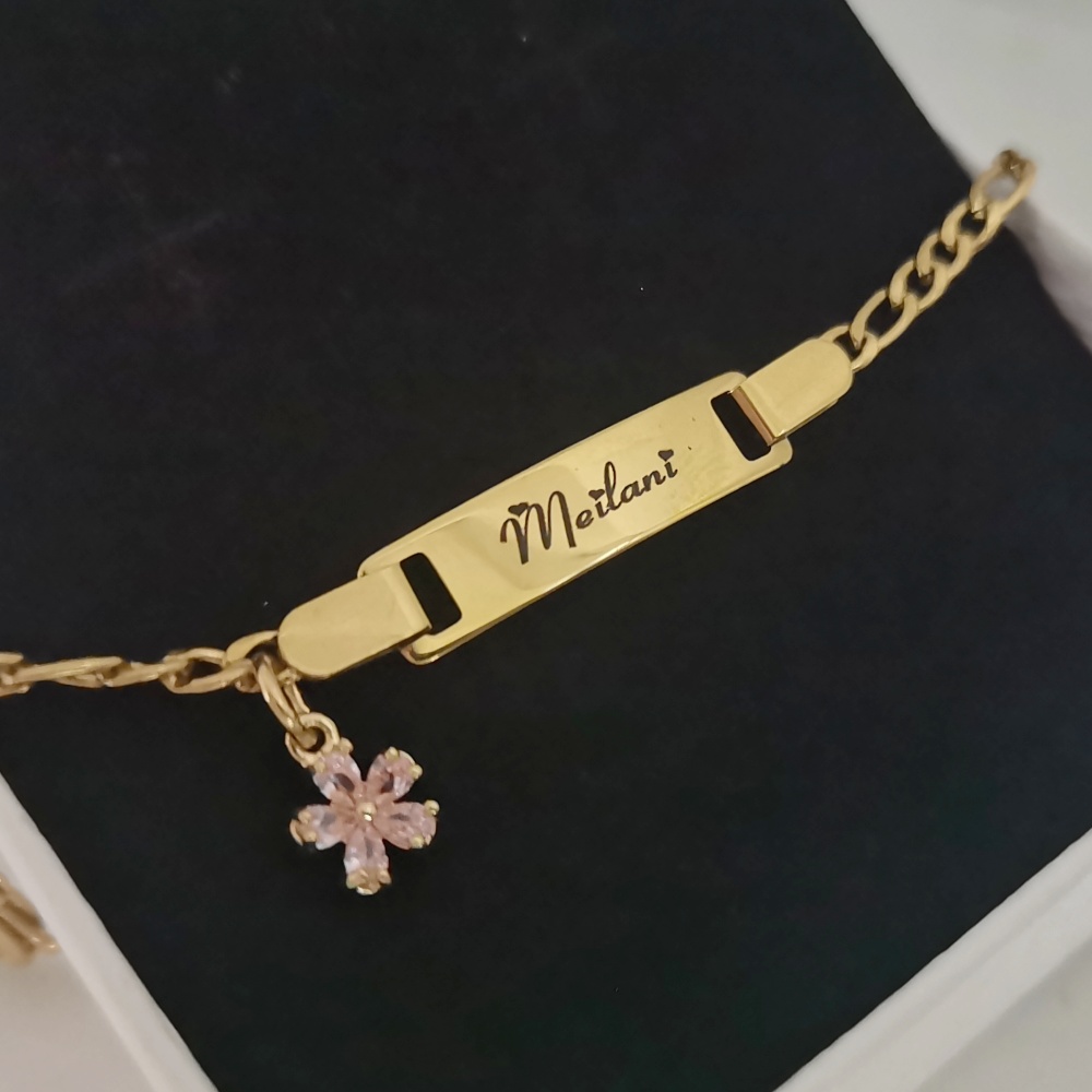 LeeChee Flower Zircon Small Pe - Custom Name Necklace Stainless Steel recension och pris