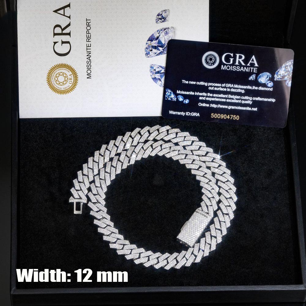 12mm 3 Rows Moissanite Iced Ou - Cuban Link Chain 12Mm recension och pris