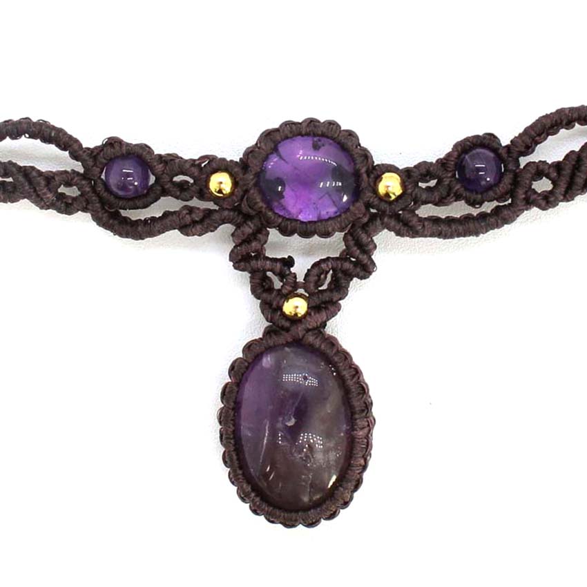 Crystal Braided Macrame Stone  - Crystal Pendant Necklace Natural Stone recension och pris