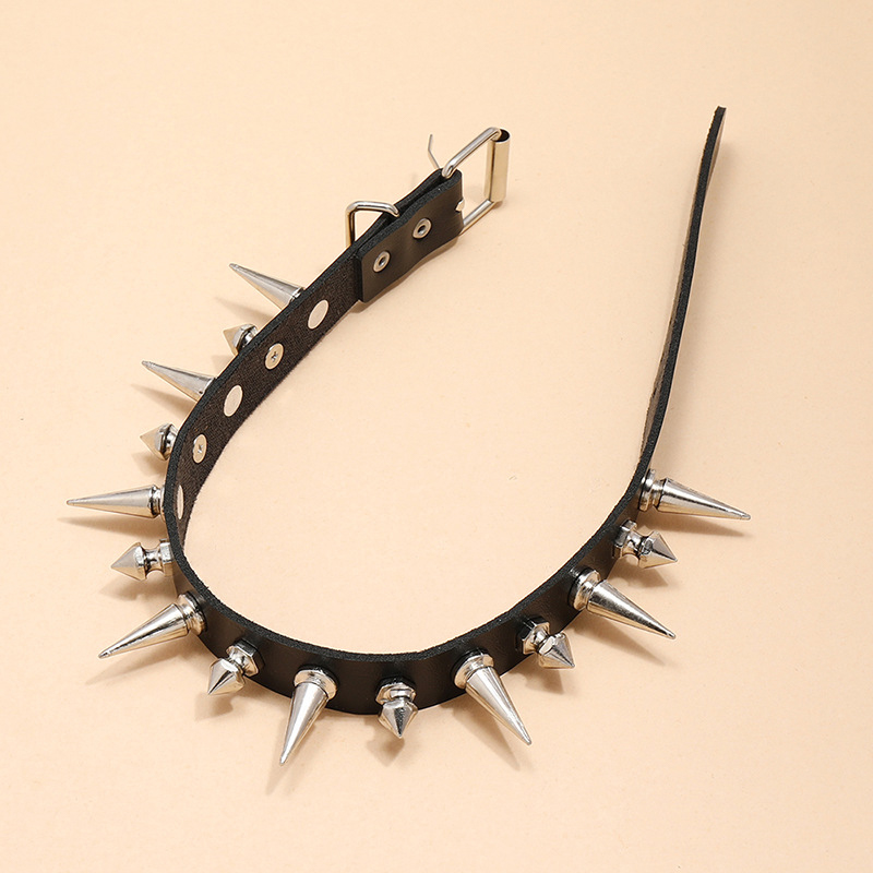Punk Long Spike Choker Faux Le - Goth Punk Spike Choker recension och pris