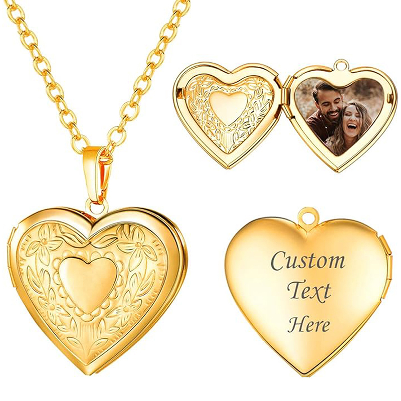Personalized Locket Necklace C - Heart Locket Necklace Photo recension och pris