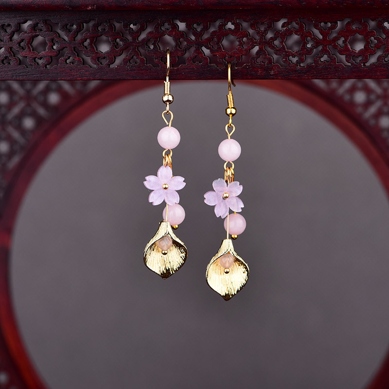 Pink Natural Jade Flower Earri - Earrings recension och pris