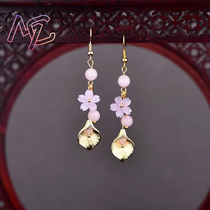 Pink Natural Jade Flower Earri - Earrings recension och pris