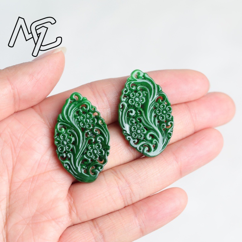 2pc Natural Jade Dry Cyan Doub - Earrings recension och pris