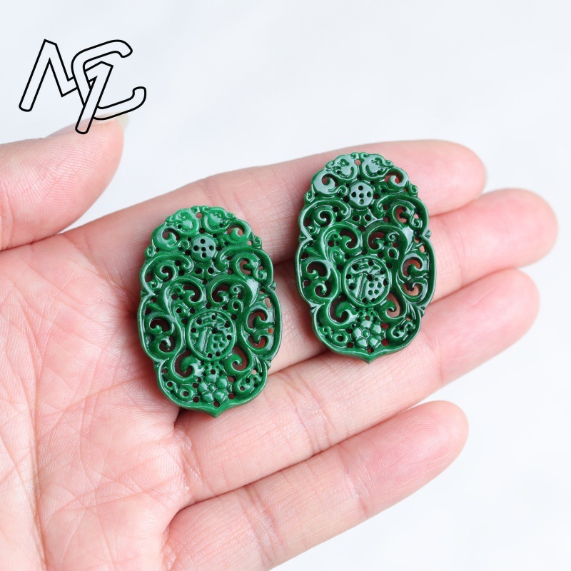 2pc Natural Jade Dry Cyan Doub - Earrings recension och pris