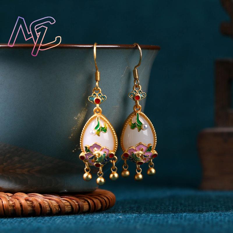 Natural Jade Flower Earrings C - Earrings recension och pris