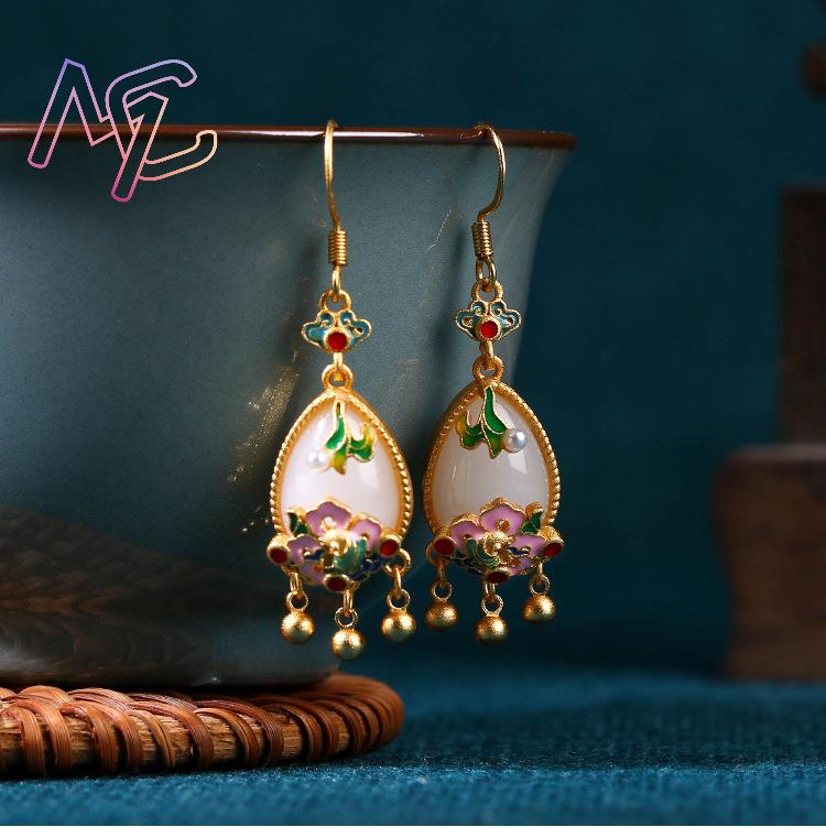 Natural Jade Flower Earrings C - Earrings recension och pris