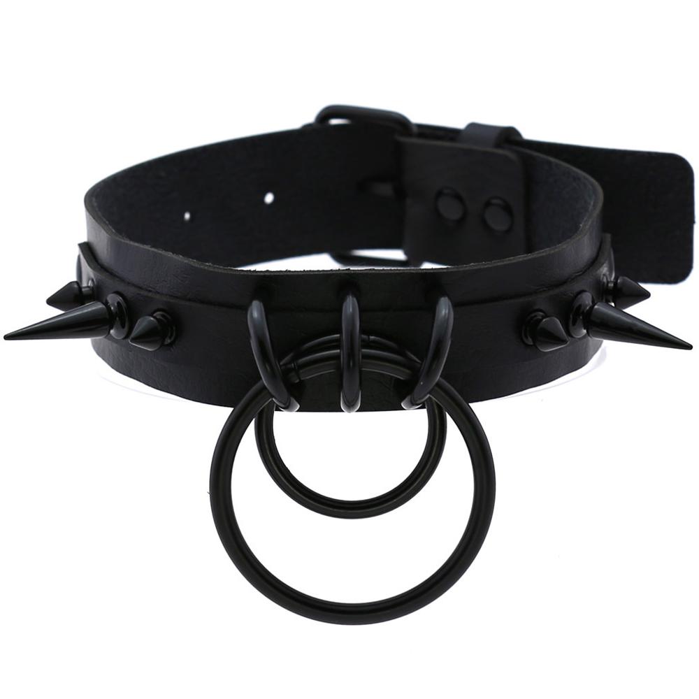 Black Spiked Choker Goth Leath - Goth Punk Spike Choker recension och pris