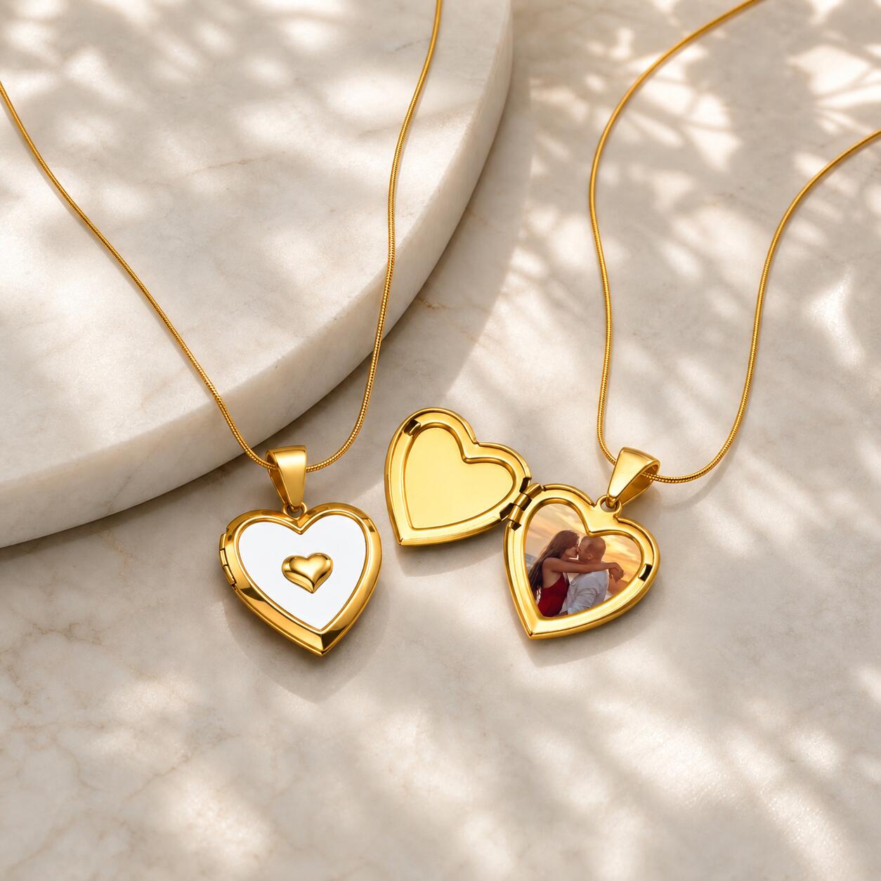 Custom Photo Heart Locket Neck - Heart Locket Necklace Photo recension och pris