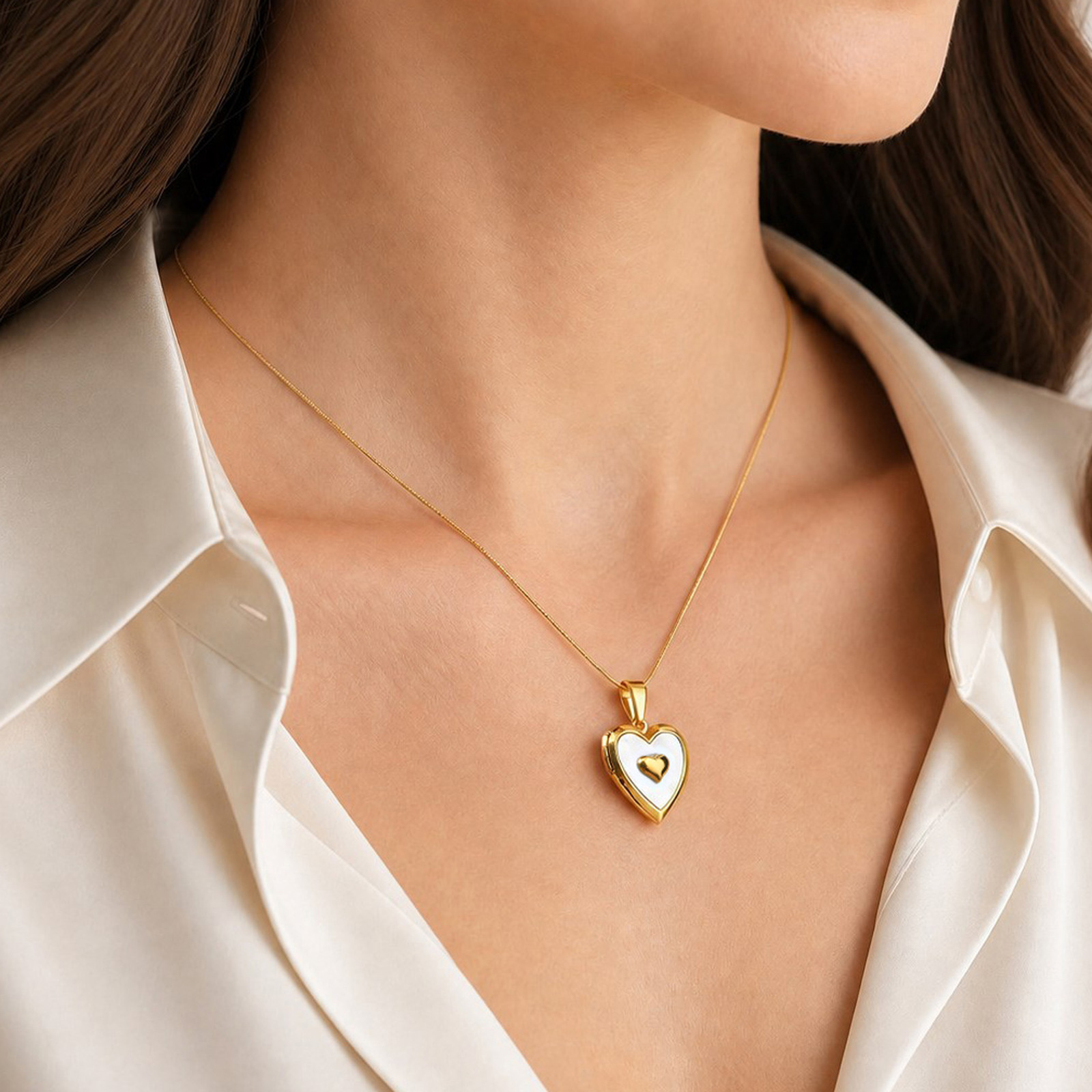 Custom Photo Heart Locket Neck - Heart Locket Necklace Photo recension och pris