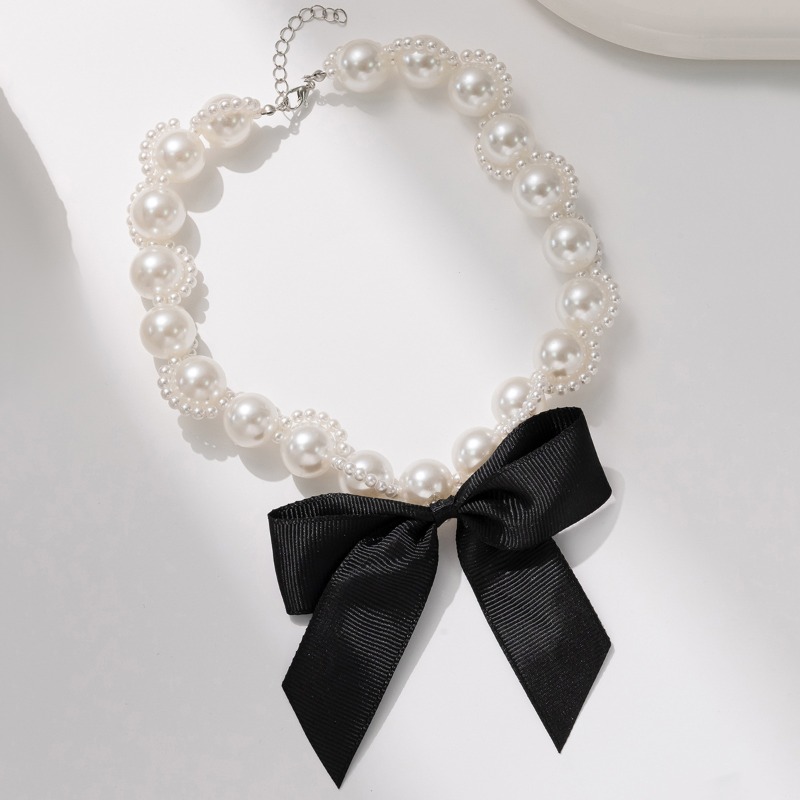 Faux Pearl Ribbon Choker Neckl - Pearl Choker Necklace Vintage recension och pris