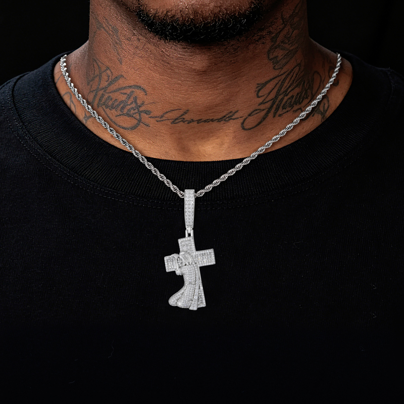TUHE New Jesus Cross 925 Silve - 925 Sterling Silver Chain Necklace Men recension och pris