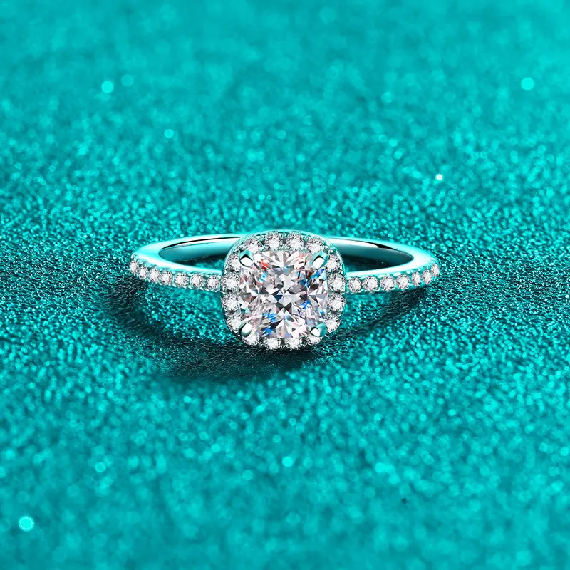 S925 Sterling Silver Moissanit - Moissanite Engagement Ring 1 Carat recension och pris