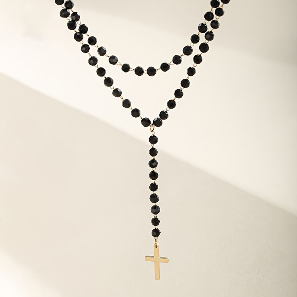 Gothic Double Layer Black Crys - Layered Pendant Necklace Aesthetic recension och pris