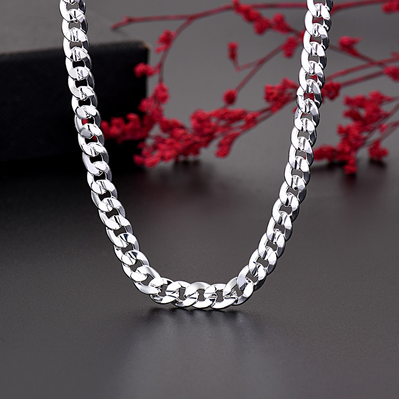 Hot 925 sterling Silver charm  - Cuban Link Chain 12Mm recension och pris