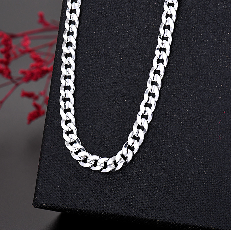 Hot 925 sterling Silver charm  - Cuban Link Chain 12Mm recension och pris