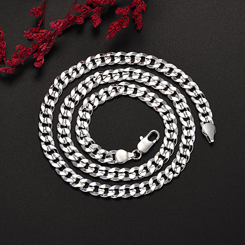 Hot 925 sterling Silver charm  - Cuban Link Chain 12Mm recension och pris