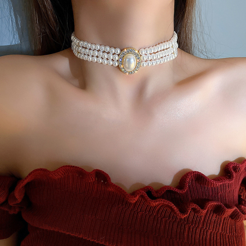 Luxury Vintage Three-layer Imi - Pearl Choker Necklace Vintage recension och pris