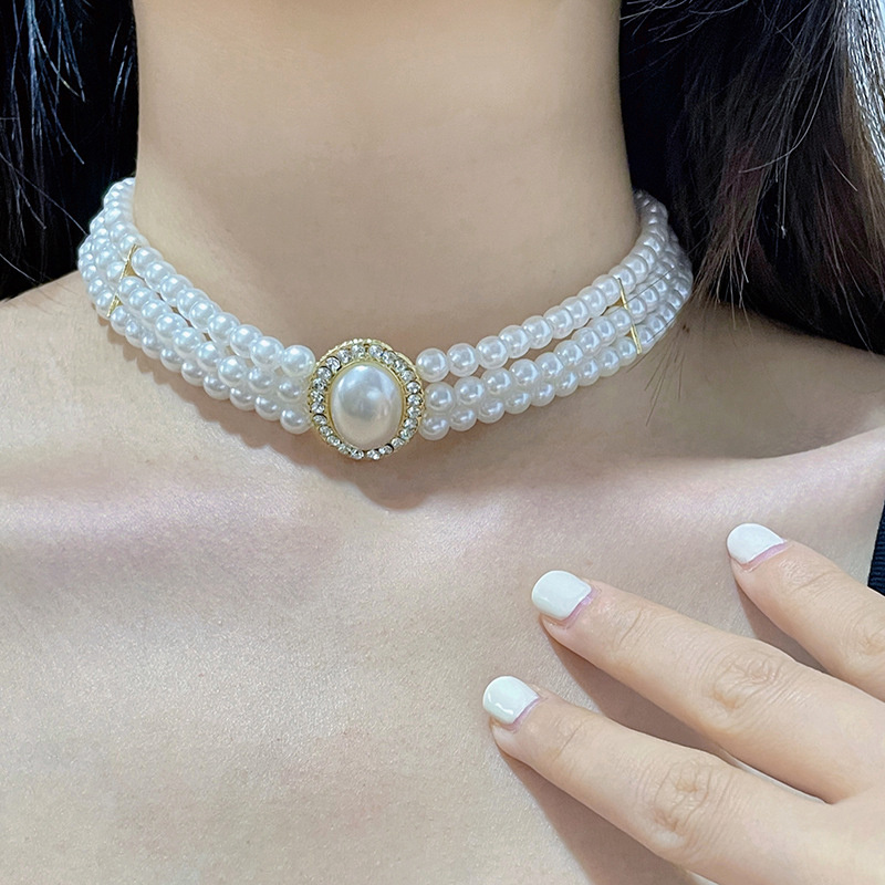 Luxury Vintage Three-layer Imi - Pearl Choker Necklace Vintage recension och pris