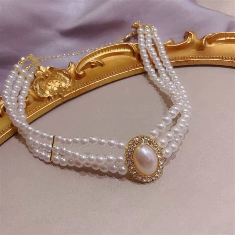 Luxury Vintage Three-layer Imi - Pearl Choker Necklace Vintage recension och pris