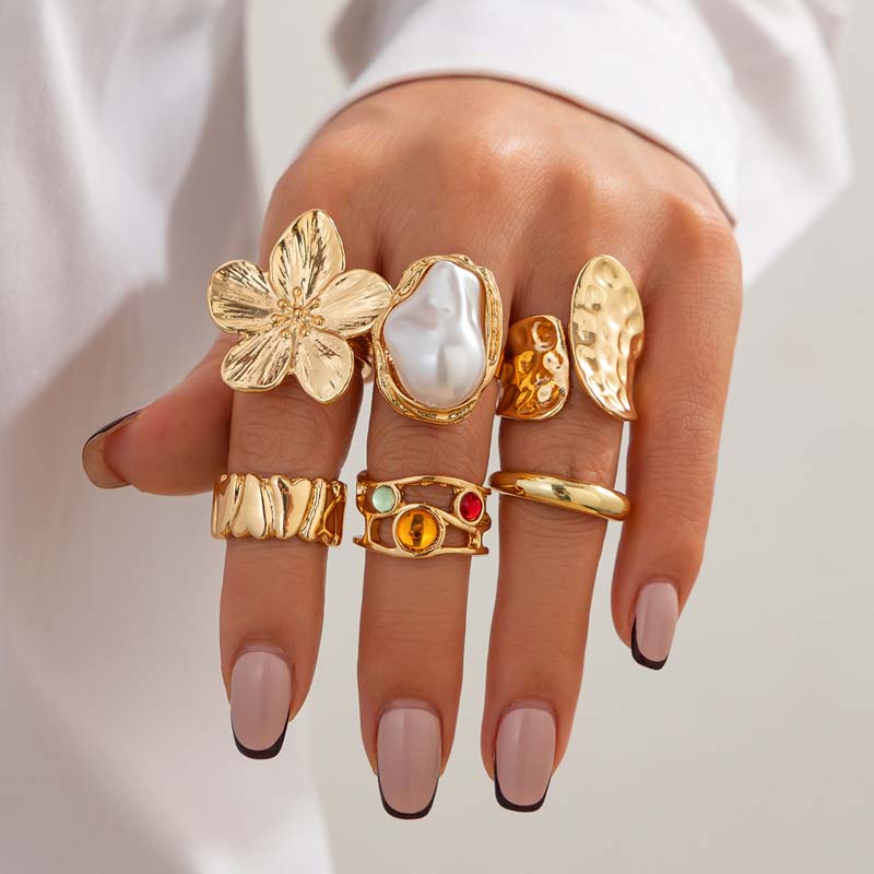 6pcs/Set Vintage Metal Flower  - Vintage Punk Knuckle Rings Set recension och pris