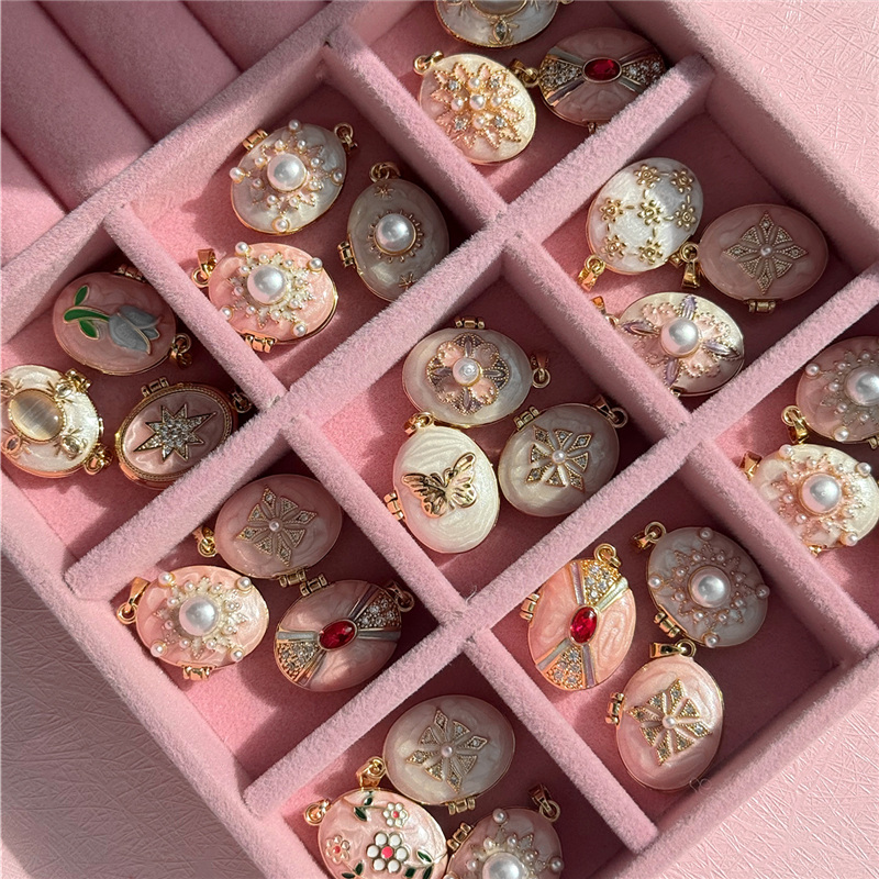 HangZhi Enamel Romantic Pink W - Heart Locket Necklace Photo recension och pris